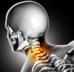 3D render of a medical image of close up of bones in the neck